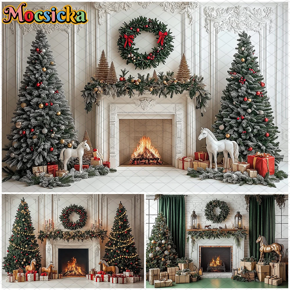 Mocsicka Christmas Tree Fireplace Backdrop Photography Soft Washable Photo Background White Wall Wreath Horse Decorations Banner
Mocsicka Christmas Tree Fireplace Backdrop Photography Soft Washable Photo Background White Wall Wreath Horse Decorations Banner