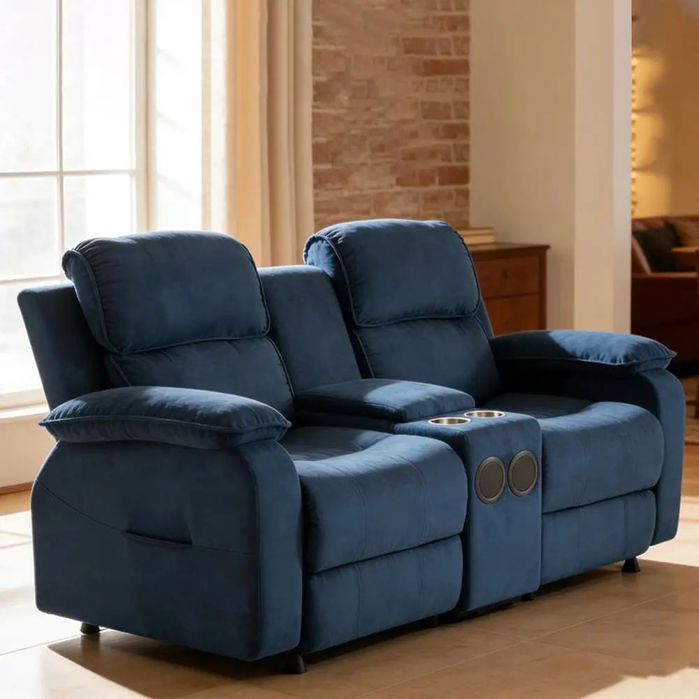 8-Point Massage Reclining Sofa with Bluetooth Speakers, Storage and Cup Holders for Living Room or Home Theater - Blue Loveseat
8-Point Massage Reclining Sofa with Bluetooth Speakers, Storage and Cup Holders for Living Room or Home Theater - Blue Loveseat