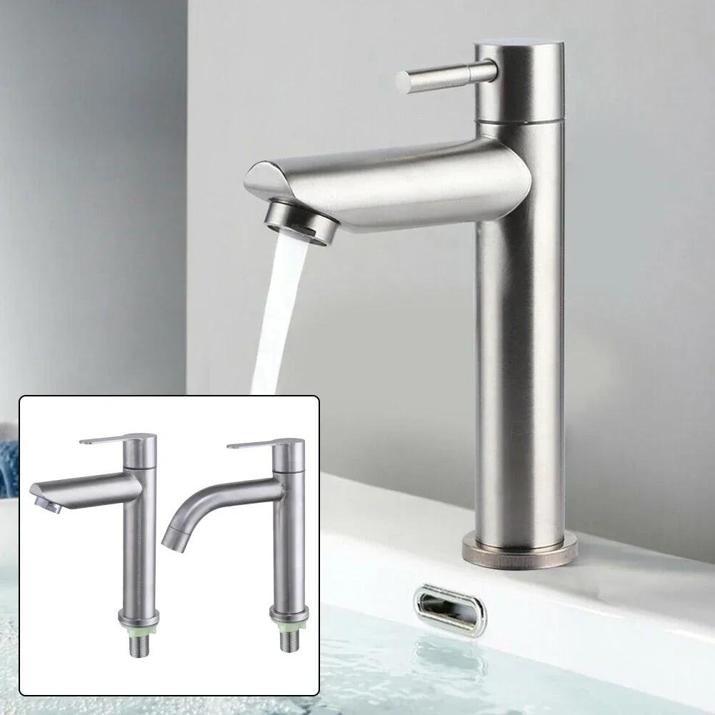 Basin Faucet 304 Stainless Steel Single Cold Water Tap Silver Color Deck Mounted Basin Sink Faucet Bathroom Sink Water Taps
Basin Faucet 304 Stainless Steel Single Cold Water Tap Silver Color Deck Mounted Basin Sink Faucet Bathroom Sink Water Taps