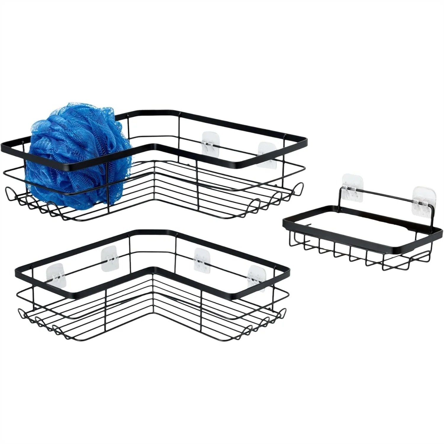 Corner Shower Caddy Organizer with Soap Holder, Adhesive Wall Mount, Rust Resistant Stainless Steel, Black, Set of 3
Corner Shower Caddy Organizer with Soap Holder, Adhesive Wall Mount, Rust Resistant Stainless Steel, Black, Set of 3