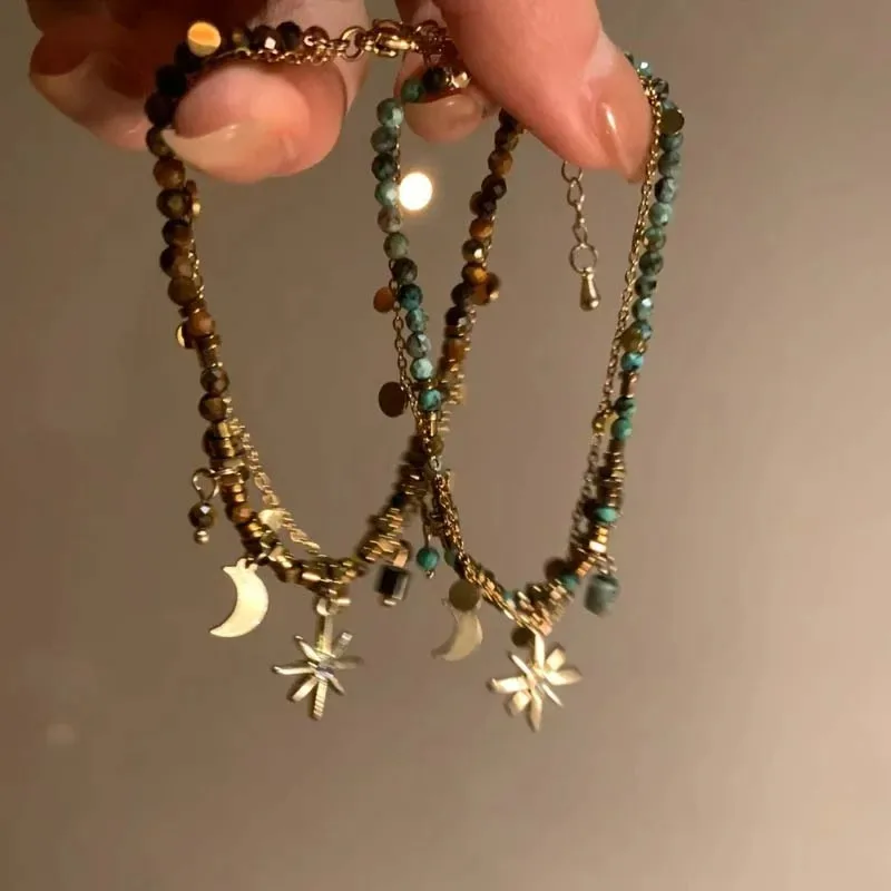 Natural Stone Double Layered Beads Vintage Bracelets for Women Fashion Metal Mang Star Pendant Bracelets Y2K Charm Jewelry Gifts
Natural Stone Double Layered Beads Vintage Bracelets for Women Fashion Metal Mang Star Pendant Bracelets Y2K Charm Jewelry Gifts