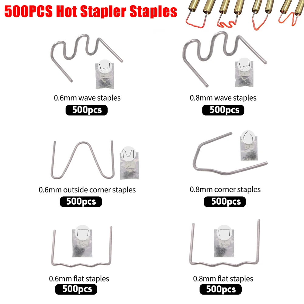 500PCS 0.6/0.8mm Hot Stapler Staples For Plastic Welder Automotive Repair Machine Welding Rods for Repair Car Bumpers Machine
500PCS 0.6/0.8mm Hot Stapler Staples For Plastic Welder Automotive Repair Machine Welding Rods for Repair Car Bumpers Machine