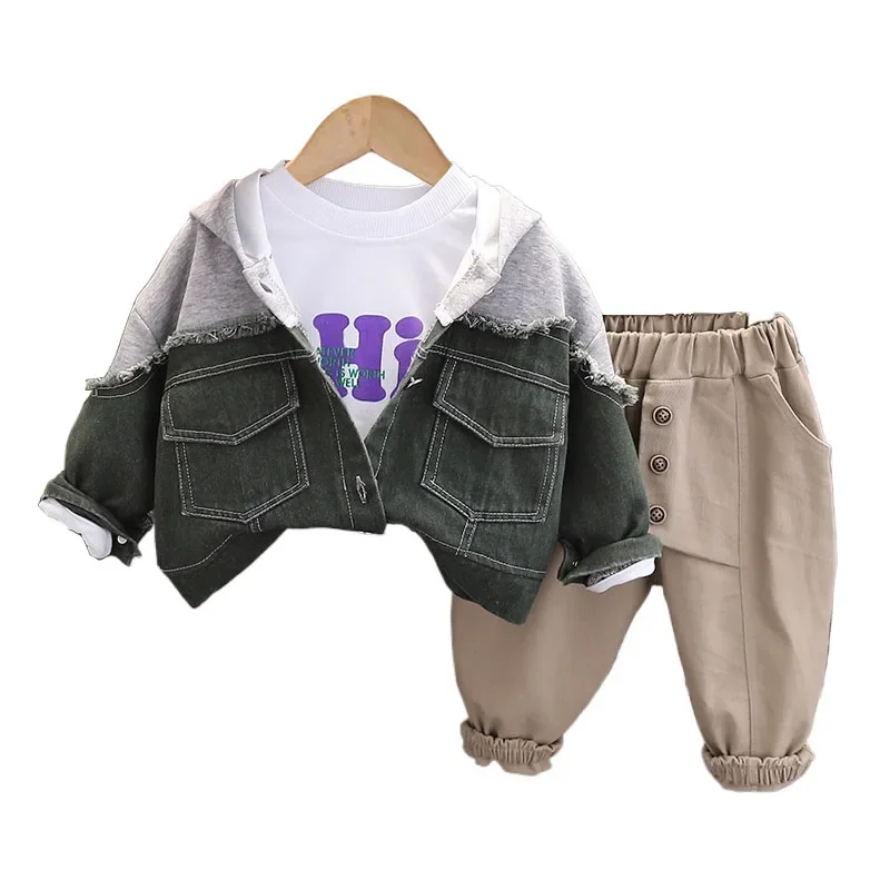 Boutique Baby Boy Spring Clothes 2024 Casual Patchwork Long Sleeve Hooded Denim Jackets + T-shirts + Pants Boys Outfits Kids Set
Boutique Baby Boy Spring Clothes 2024 Casual Patchwork Long Sleeve Hooded Denim Jackets + T-shirts + Pants Boys Outfits Kids Set