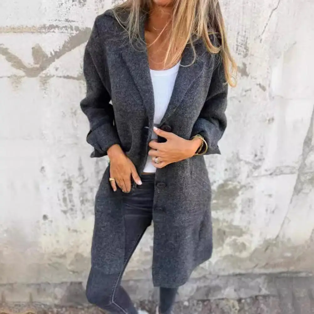 Women Solid Color Jacket Elegant Women's Woolen Coat with Lapel Pockets for Office Casual Wear in Autumn Winter Trendy Lapel
Women Solid Color Jacket Elegant Women's Woolen Coat with Lapel Pockets for Office Casual Wear in Autumn Winter Trendy Lapel