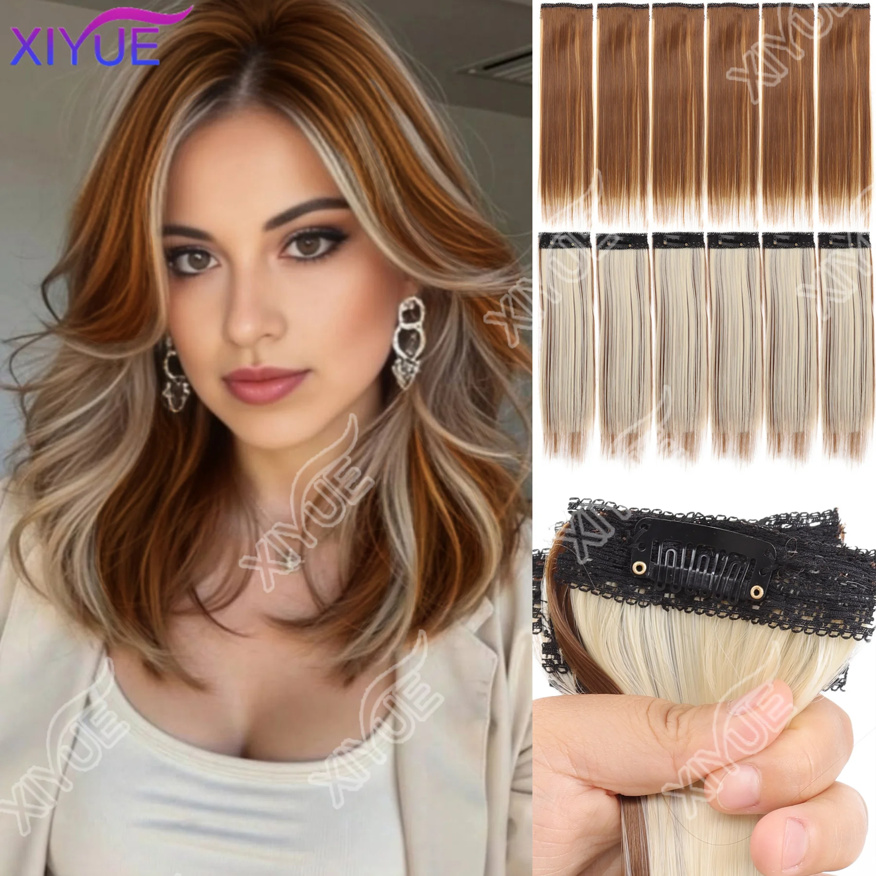 XIYUE 6pcs/Set Hair Clips Hair Extensions 10Inches Long Straight Synthetic Fiber Wigs Suitable For Women And Girls Daily Use
XIYUE 6pcs/Set Hair Clips Hair Extensions 10Inches Long Straight Synthetic Fiber Wigs Suitable For Women And Girls Daily Use