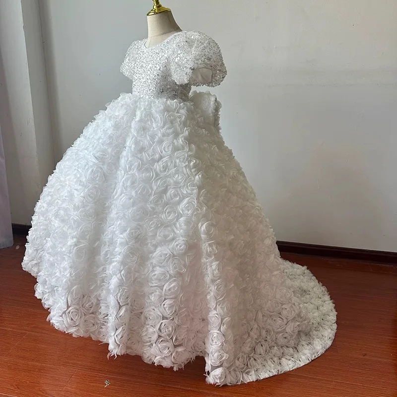 White Sequin Flower Girl Dresses for Country Wedding Short Sleeves Birthday Party Dress for Little Girls Floor Length
White Sequin Flower Girl Dresses for Country Wedding Short Sleeves Birthday Party Dress for Little Girls Floor Length