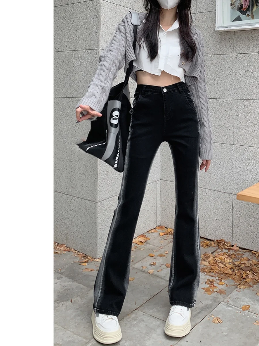 Black Slimming Straight Leg Jeans Women's Spring New Large Size Fat MM High Waist Elastic Slim Micro Flared Hoof Pants
Black Slimming Straight Leg Jeans Women's Spring New Large Size Fat MM High Waist Elastic Slim Micro Flared Hoof Pants