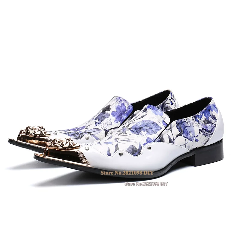 Metal Toe National Flower Printing Printing Male Flats Men White Blue Business Dancing Dress Shoes Pointed Toe Leather Shoes
Metal Toe National Flower Printing Printing Male Flats Men White Blue Business Dancing Dress Shoes Pointed Toe Leather Shoes
