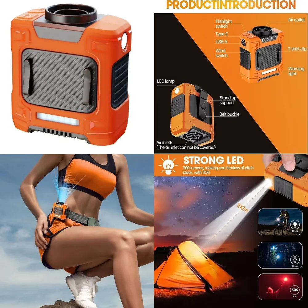 Portable Fan for Outdoor Use 10000mAh Rechargeable Waist Fan with LED Warning Light Portable Cooling Fan for Camping Hiking
Portable Fan for Outdoor Use 10000mAh Rechargeable Waist Fan with LED Warning Light Portable Cooling Fan for Camping Hiking