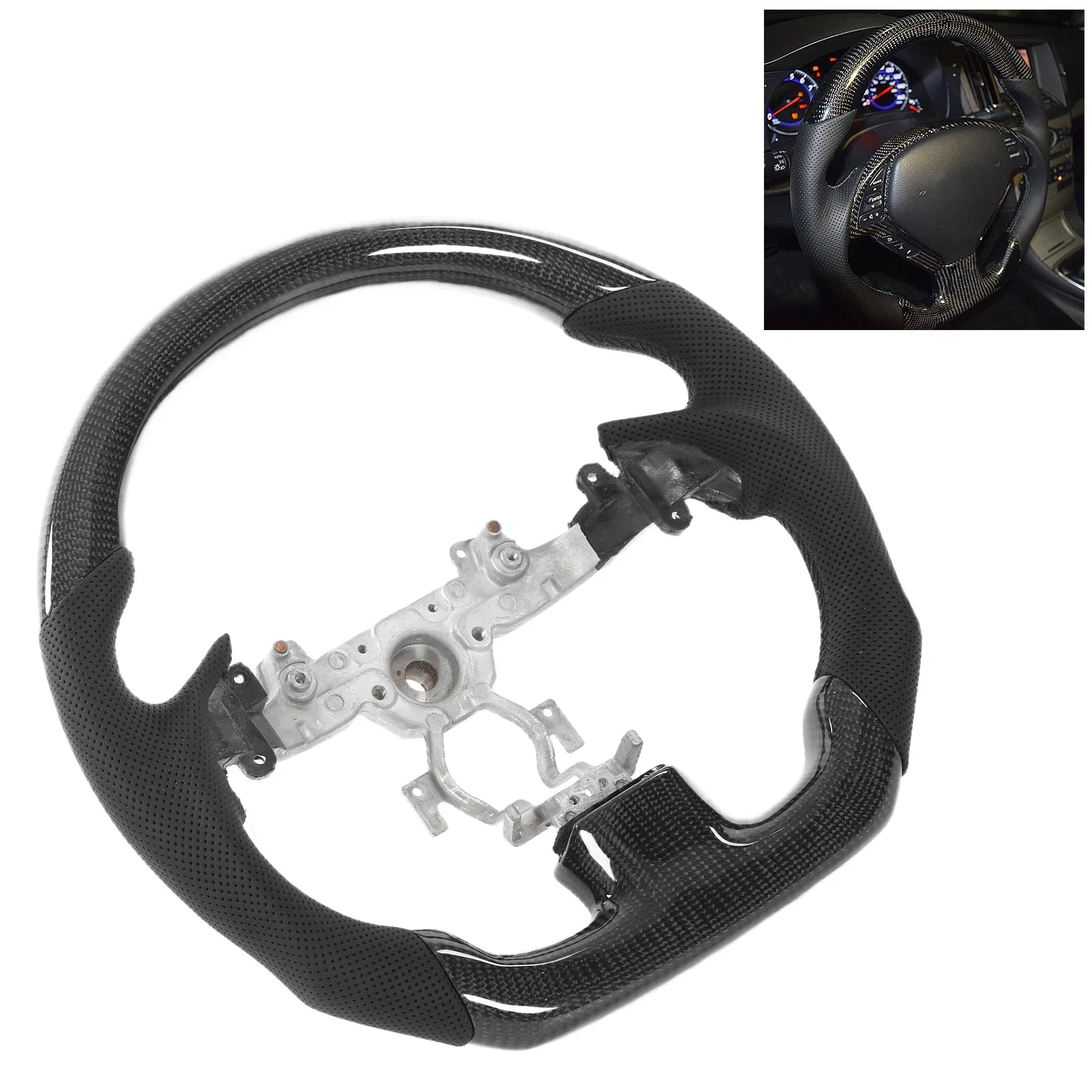 Carbon Fiber Steering Wheel Nappa Perforated Leather Balck Stitching Replacement for Infiniti G37 G37x G25 G35 Q40
Carbon Fiber Steering Wheel Nappa Perforated Leather Balck Stitching Replacement for Infiniti G37 G37x G25 G35 Q40