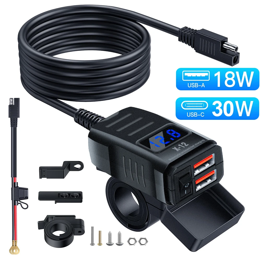 USB-зарядное устройство для мотоцикла PD+QC3.0, водонепроницаемое, быстрое зарядное устройство, адаптер, кронштейн для крепления на руль, зарядное устройство 12В/24В для мотоцикла
USB-зарядное устройство для мотоцикла PD+QC3.0, водонепроницаемое, быстрое зарядное устройство, адаптер, кронштейн для крепления на руль, зарядное устройство 12В/24В для мотоцикла