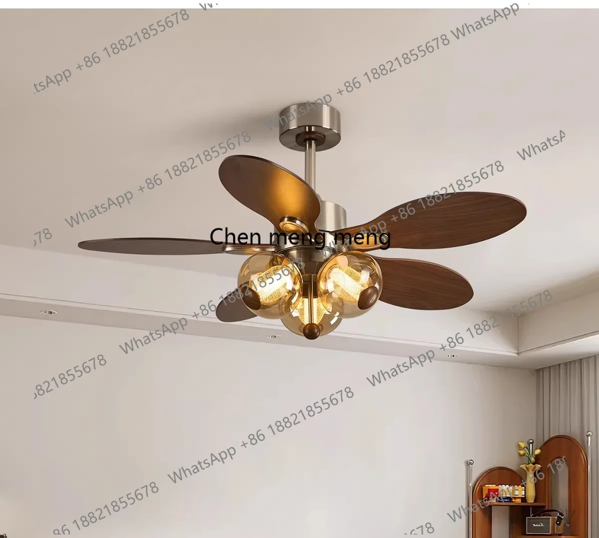 French medieval living room American retro solid wood glass dining room eye protection silent electric fan lamp
French medieval living room American retro solid wood glass dining room eye protection silent electric fan lamp