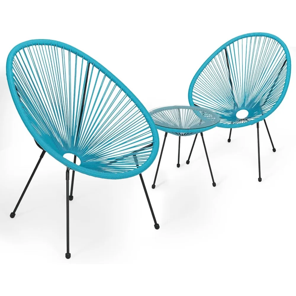 Outdoor Chair Set 3-Piece with Glass Top Table, Lightweight All-Weather Woven PE Rope Patio Furniture
Outdoor Chair Set 3-Piece with Glass Top Table, Lightweight All-Weather Woven PE Rope Patio Furniture