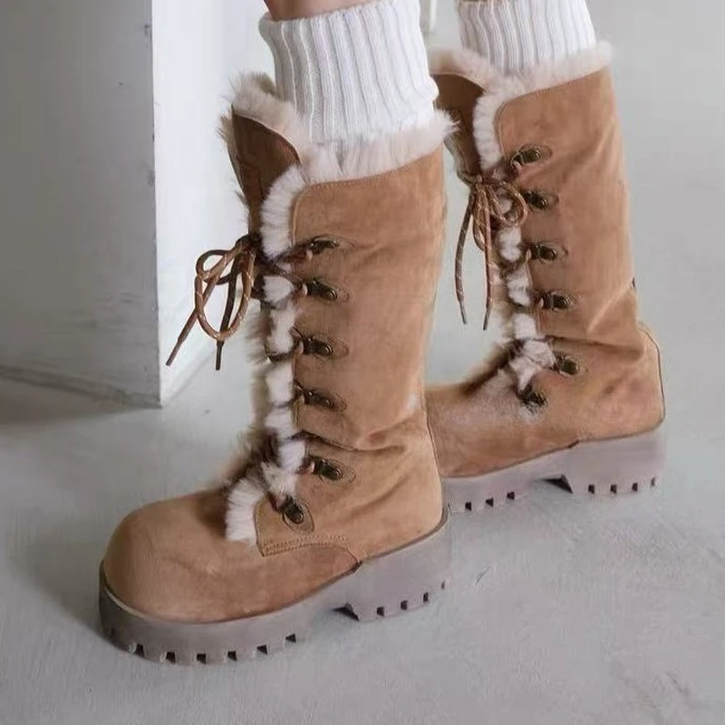 Fur Women's High Boots Warm Flats Platform Cotton Shoes 2025 Designer Winter Snow Boots New Short Plush Knee High Botas De Mujer
Fur Women's High Boots Warm Flats Platform Cotton Shoes 2025 Designer Winter Snow Boots New Short Plush Knee High Botas De Mujer