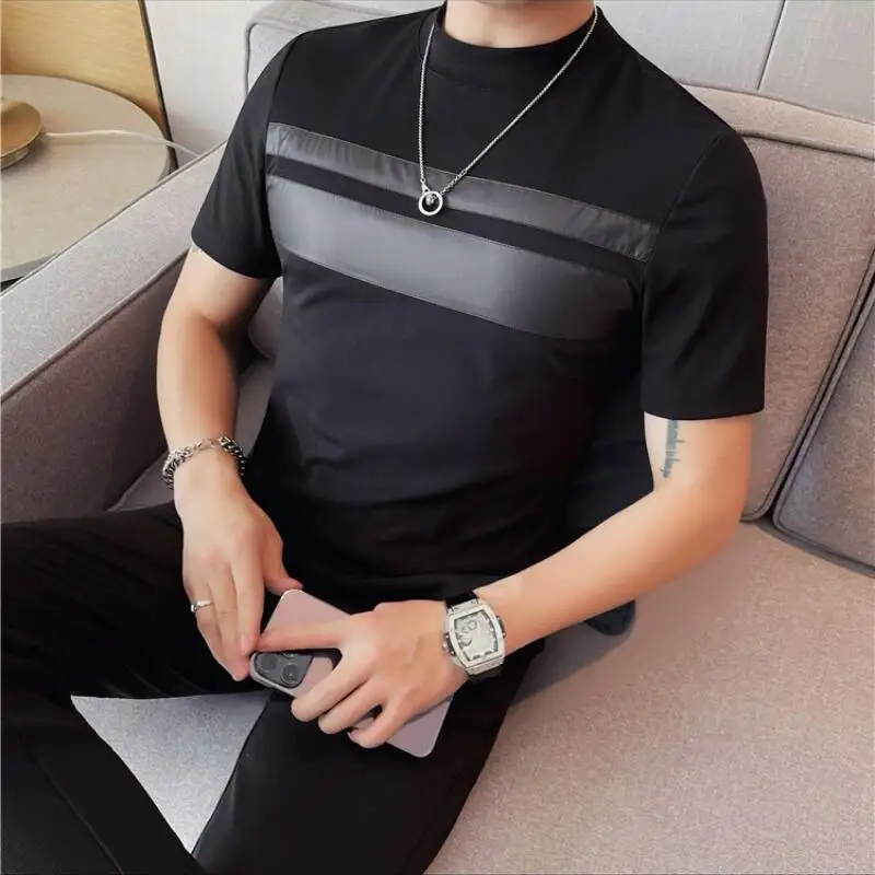 2024 Summer New Korean Round Neck Patchwork T-shirt Fashion Men's Slim Fit Elastic Short Sleeved Casual Versatile Tee 4XL-M
2024 Summer New Korean Round Neck Patchwork T-shirt Fashion Men's Slim Fit Elastic Short Sleeved Casual Versatile Tee 4XL-M