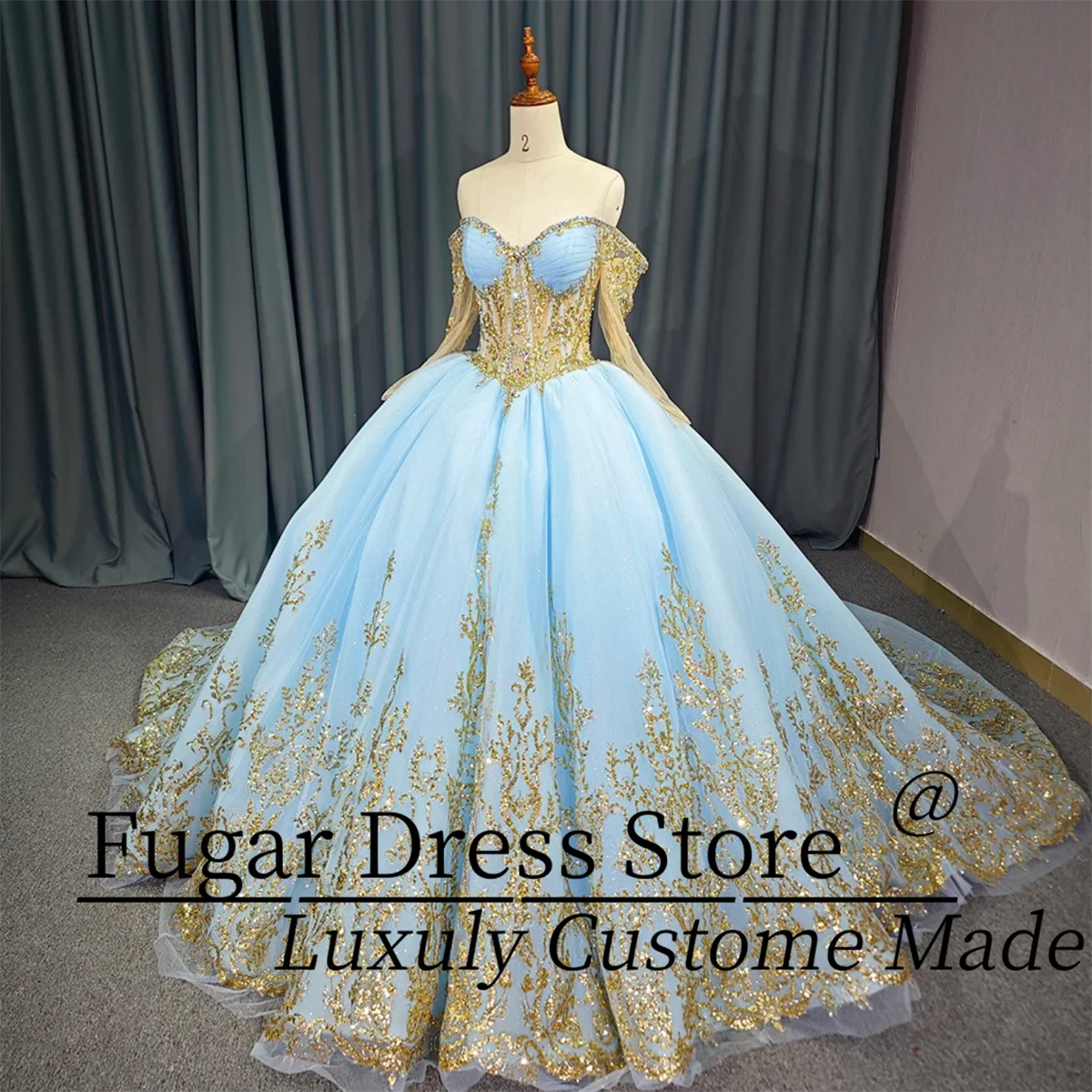 Модное платье Quinceanera с открытыми плечами по индивидуальному заказу, роскошное бальное платье с золотыми бусинами и кружевной отделкой, платья de15 quinceañera
Модное платье Quinceanera с открытыми плечами по индивидуальному заказу, роскошное бальное платье с золотыми бусинами и кружевной отделкой, платья de15 quinceañera
