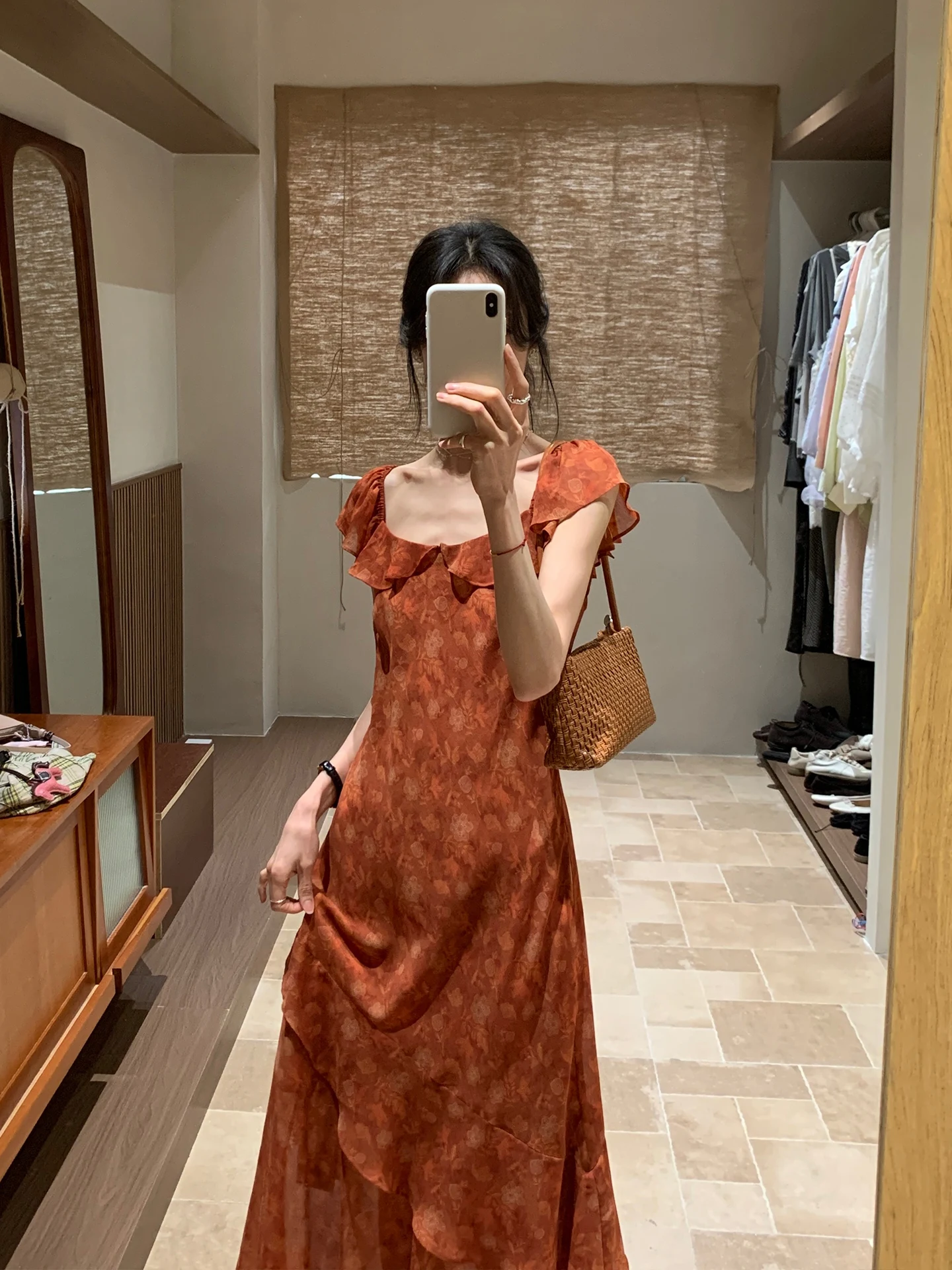 BRIVIN Orange Floral Print Women's Dress with Puff Sleeves Slimming Waistline Summer Holiday Casual Long Dress
BRIVIN Orange Floral Print Women's Dress with Puff Sleeves Slimming Waistline Summer Holiday Casual Long Dress
