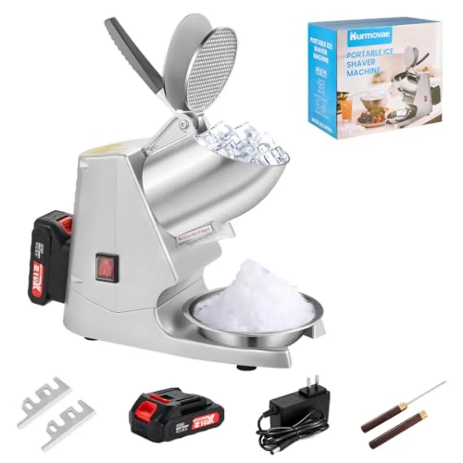 Portable Cordless Ice Shaver Machine for Home Outdoor Use, Stainless Steel Dual Blade, Silver, 178 lbs h Crushing Ccity, 180W B
Portable Cordless Ice Shaver Machine for Home Outdoor Use, Stainless Steel Dual Blade, Silver, 178 lbs h Crushing Ccity, 180W B