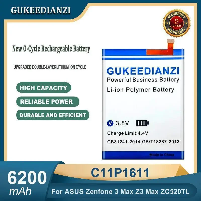 High Capacity 6200mAh C11P1611 Mobile Phone Battery For ASUS Zenfone 3 Max Z3 Max ZC520TL
High Capacity 6200mAh C11P1611 Mobile Phone Battery For ASUS Zenfone 3 Max Z3 Max ZC520TL