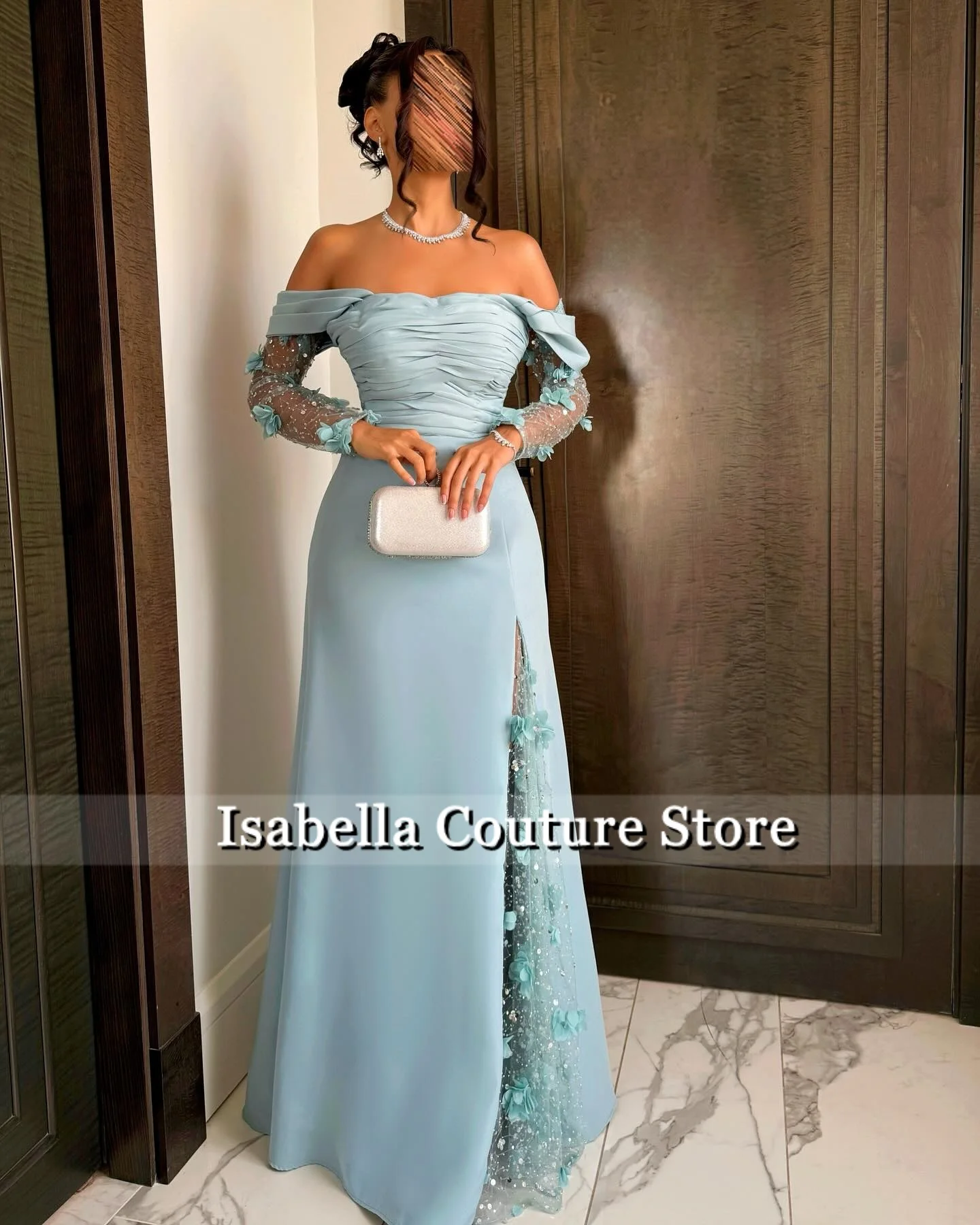 Summer Blue Off Shoulder Appliqeus Luxury Women Evening Dresses 2025 Illusion Sleeves Wedding Gown Saudi Arabia Long Customized
Summer Blue Off Shoulder Appliqeus Luxury Women Evening Dresses 2025 Illusion Sleeves Wedding Gown Saudi Arabia Long Customized