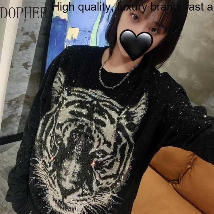 Domineering Tiger Luxury Autumn Winter Black Sweatshirt Hot Drilling O-neck Pullover Hoodie Top Trendy Streetwear Clothes Cool
Domineering Tiger Luxury Autumn Winter Black Sweatshirt Hot Drilling O-neck Pullover Hoodie Top Trendy Streetwear Clothes Cool