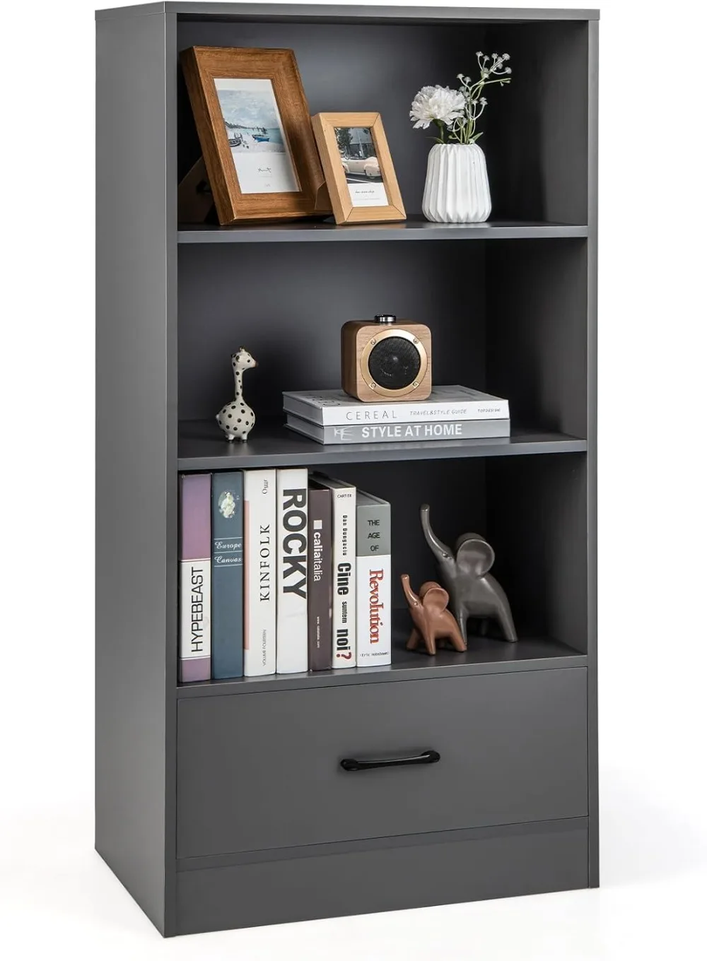 3 Tier Bookcase with Drawer, 48”Tall Freestanding Bookshelf with 3 Open Shelves & 1 Drawer, Anti-toppling Devices
3 Tier Bookcase with Drawer, 48”Tall Freestanding Bookshelf with 3 Open Shelves & 1 Drawer, Anti-toppling Devices
