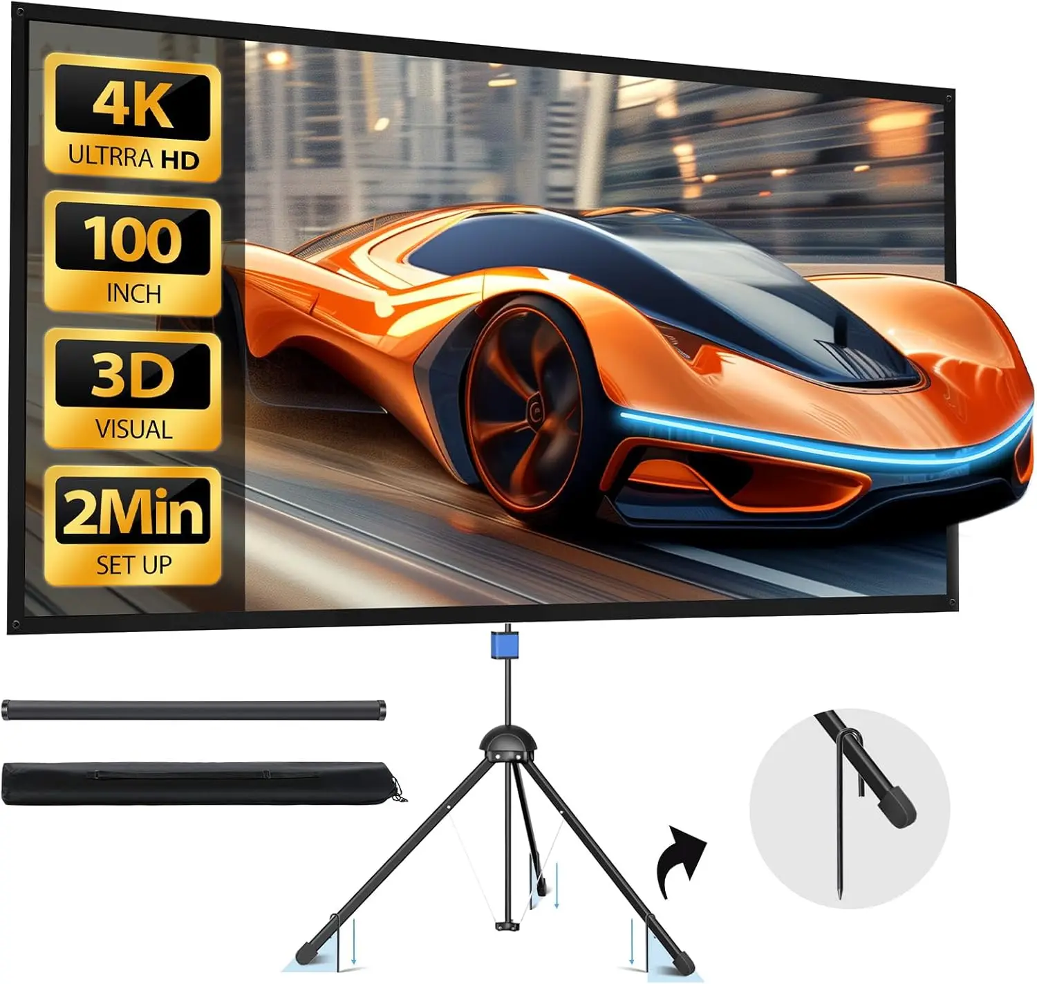 Проекционный экран 100 дюймов для помещений и улицы со стойкой, 4K HD PVC, коэффициент усиления 1.5, для домашнего кинотеатра на заднем дворе и настенного крепления, включая сумку для переноски
Проекционный экран 100 дюймов для помещений и улицы со стойкой, 4K HD PVC, коэффициент усиления 1.5, для домашнего кинотеатра на заднем дворе и настенного крепления, включая сумку для переноски