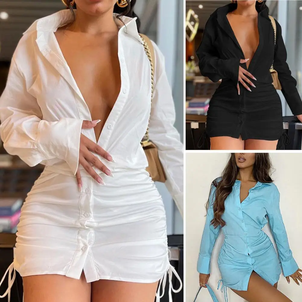 Soild Drawstring Mini Tshirt Dress Women Casual Basic Button Up Long Sleeve Bodycon Dresses Fashion Elegant Shirt Dress
Soild Drawstring Mini Tshirt Dress Women Casual Basic Button Up Long Sleeve Bodycon Dresses Fashion Elegant Shirt Dress