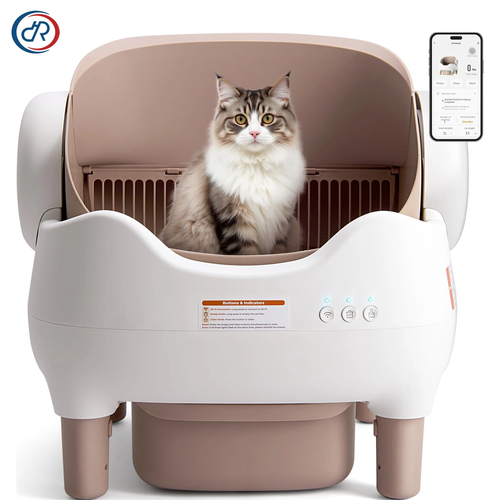 DRH Automatic Litter Box Self Cleaning Robot Cat Litter Shit Box Open Cat Toilet Litter Box With App Control
DRH Automatic Litter Box Self Cleaning Robot Cat Litter Shit Box Open Cat Toilet Litter Box With App Control