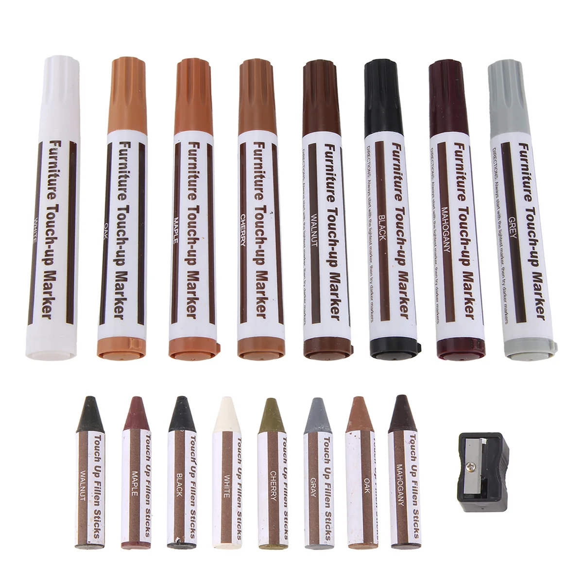 Furniture Repair Kit Wood Markers - Set of 17 - Markers and Wax Sticks with Sharpener Kit, for Scratches, Wood Floors A010
Furniture Repair Kit Wood Markers - Set of 17 - Markers and Wax Sticks with Sharpener Kit, for Scratches, Wood Floors A010