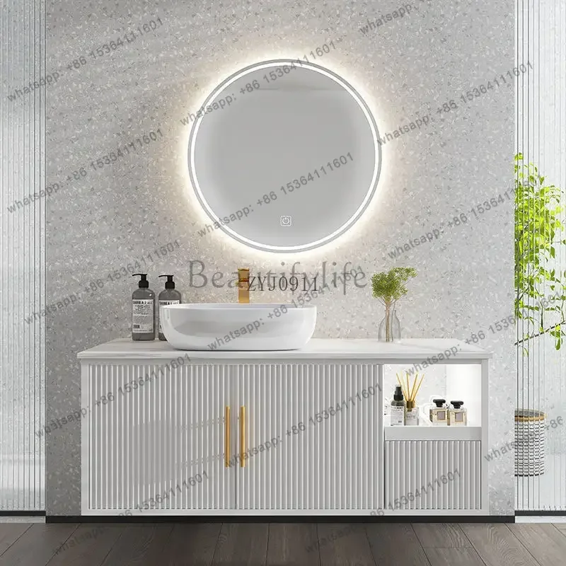 Bathroom cabinet combination light luxury rock slab integrated basin toilet washstand smart mirror cabinet
Bathroom cabinet combination light luxury rock slab integrated basin toilet washstand smart mirror cabinet