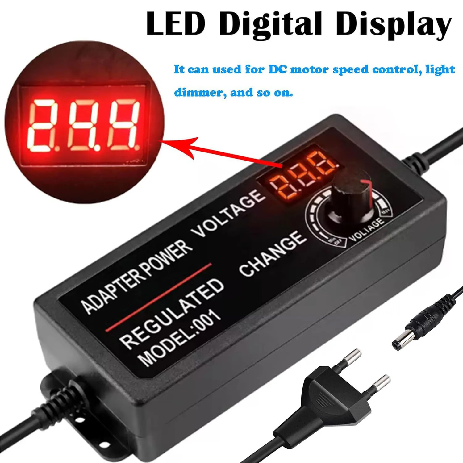 Adjustable Power Supply Adapter 3V 9V 12V 24V DC 5.5x2.1mm EU Plug Variable Voltage Switching Adapter for LED Strip CCTV Camera
Adjustable Power Supply Adapter 3V 9V 12V 24V DC 5.5x2.1mm EU Plug Variable Voltage Switching Adapter for LED Strip CCTV Camera