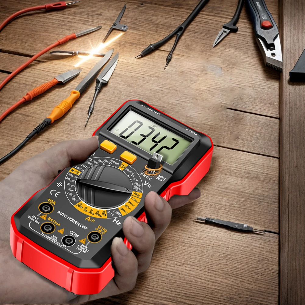 AC/DC Voltage Tester Large Screen Voltage Detector Auto-Ranging Votage Current Ohm Test Tool Handheld for Diode/Transistor Check
AC/DC Voltage Tester Large Screen Voltage Detector Auto-Ranging Votage Current Ohm Test Tool Handheld for Diode/Transistor Check
