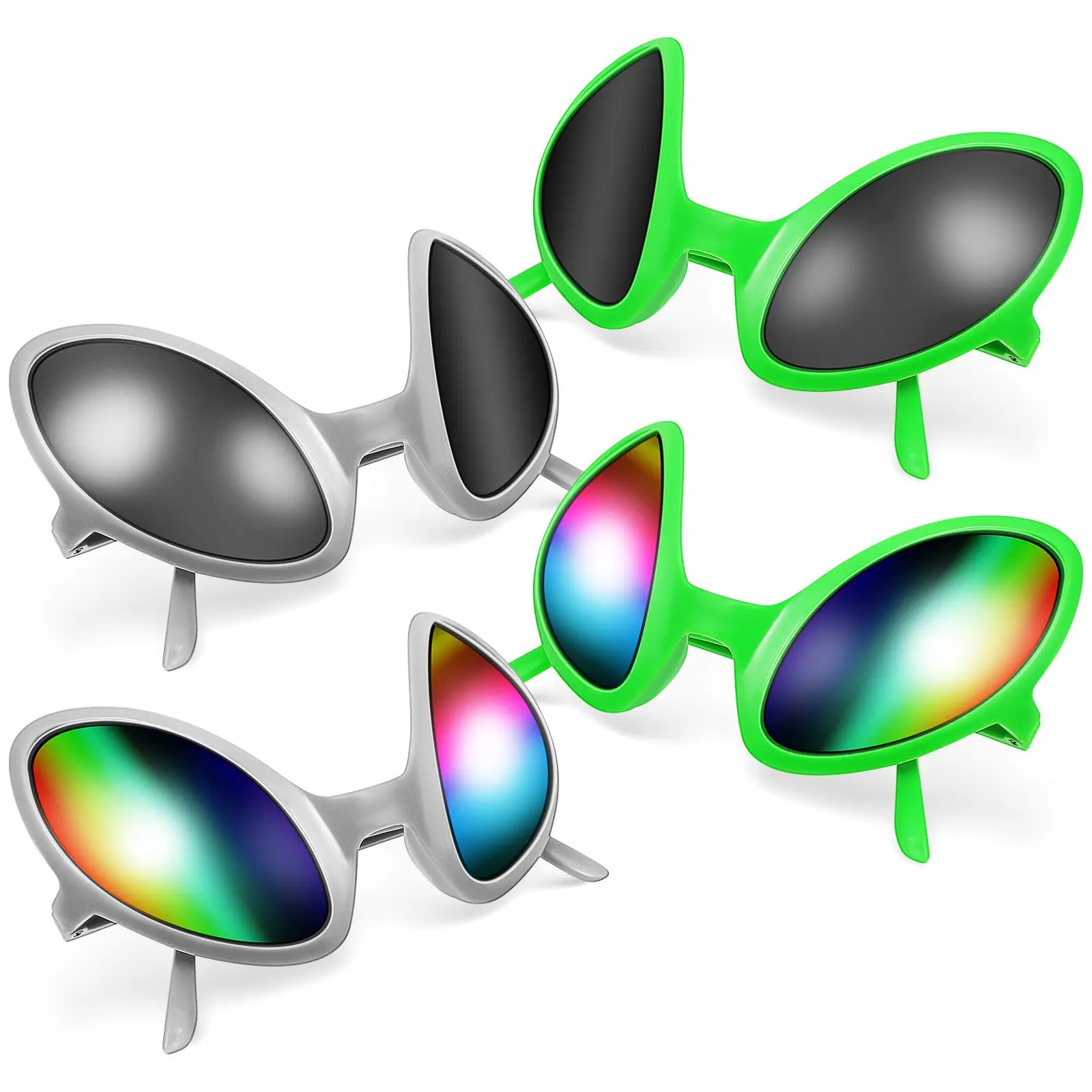 4 Pcs Alien Glasses Adult Frame Green Gray Lens Silver Colorful Coating Party Sunglasses Props Universal Size Cosplay Costume
4 Pcs Alien Glasses Adult Frame Green Gray Lens Silver Colorful Coating Party Sunglasses Props Universal Size Cosplay Costume