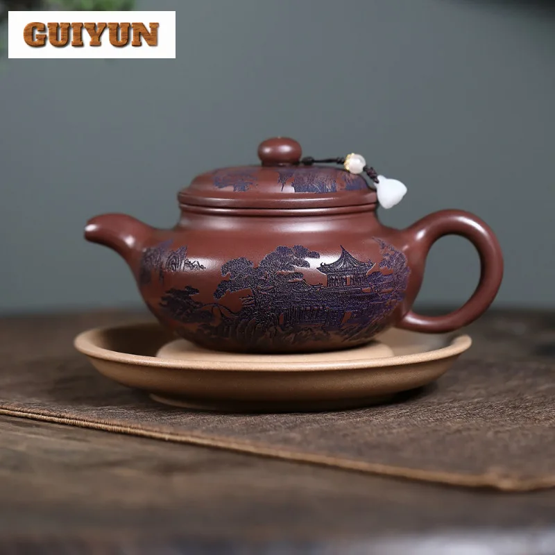 400ml Boutique Yixing Purple Clay Teapot Master Handmade Carved Antique Pot Raw Ore Purple Mud Kettle With Strainer Zisha Teaset
400ml Boutique Yixing Purple Clay Teapot Master Handmade Carved Antique Pot Raw Ore Purple Mud Kettle With Strainer Zisha Teaset