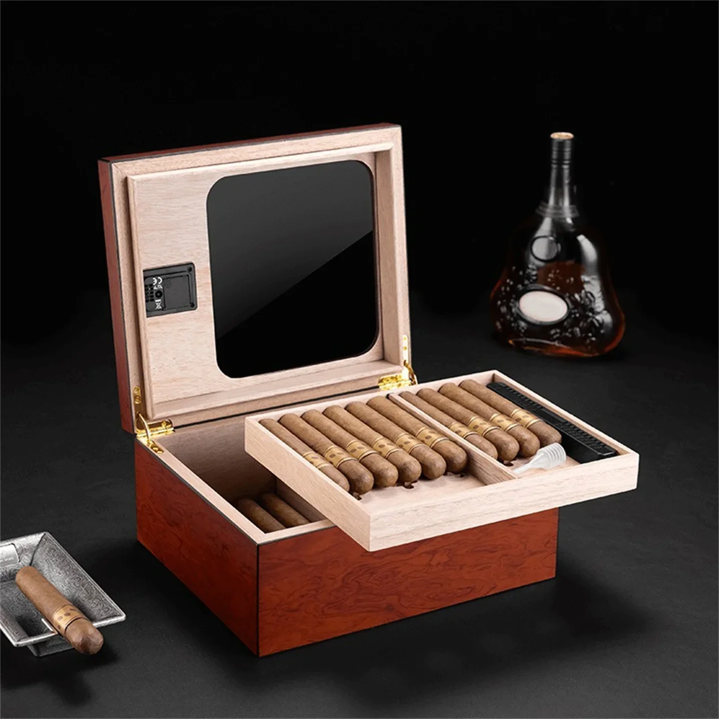 Glasstop Cigar Humidor Box , 55 unit Large Capacity With Humidity Control & Pest Resistance - Spanish Cedar Wood Piano Paint
Glasstop Cigar Humidor Box , 55 unit Large Capacity With Humidity Control & Pest Resistance - Spanish Cedar Wood Piano Paint
