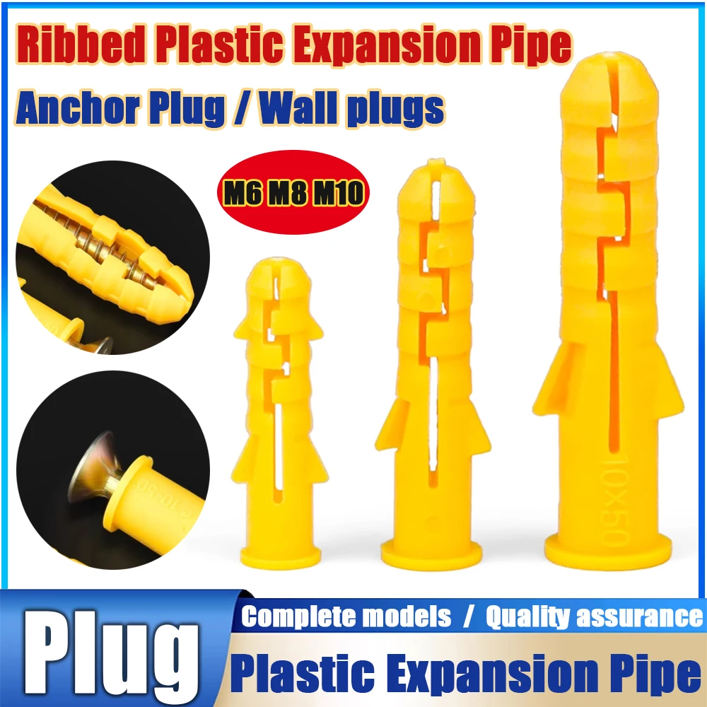 100-400pcs Ribbed Plastic Expansion Pipe M6 M8 M10 Rubber Plug plastic pipe Nylon Column Expansion Screw Anchor Plug Wall plugs
100-400pcs Ribbed Plastic Expansion Pipe M6 M8 M10 Rubber Plug plastic pipe Nylon Column Expansion Screw Anchor Plug Wall plugs