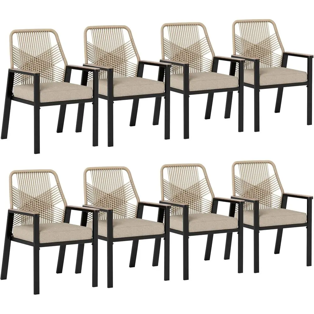 Patio Chairs Set o 8, 36.6" Rattan Dining Chairs with Heavy-Duty Wrought Iron Metal e Support 300lbs, All-Weather Outdoor Chair
Patio Chairs Set o 8, 36.6" Rattan Dining Chairs with Heavy-Duty Wrought Iron Metal e Support 300lbs, All-Weather Outdoor Chair