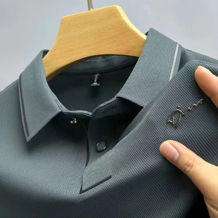 High-end Luxury Ice Silk Seamless Short Sleeve T-shirt Men's Fashion Lapel Summer Business Brand Embroidery Polo Shirt M-4XL
High-end Luxury Ice Silk Seamless Short Sleeve T-shirt Men's Fashion Lapel Summer Business Brand Embroidery Polo Shirt M-4XL