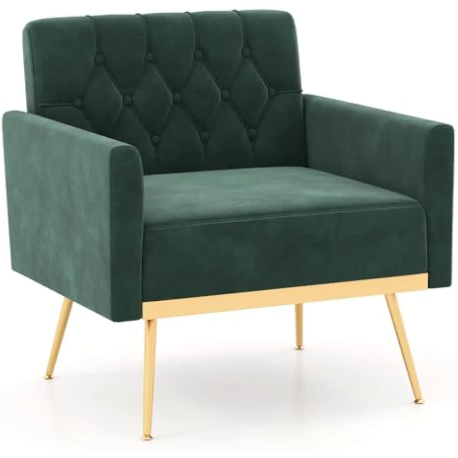 Modern Velvet Accent Chair - Mid-Century Upholstered Single Sofa Chair W/Button Tufted Back, Golden Metal Legs, Adjustable Foo
Modern Velvet Accent Chair - Mid-Century Upholstered Single Sofa Chair W/Button Tufted Back, Golden Metal Legs, Adjustable Foo