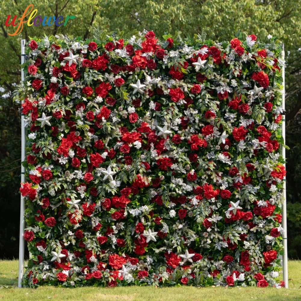 Uflower Red Rose Green Leaf Christmas Wall Fabric Backdrop Curtain Artificial Flower Wall Events Party Christmas Floral Decor
Uflower Red Rose Green Leaf Christmas Wall Fabric Backdrop Curtain Artificial Flower Wall Events Party Christmas Floral Decor
