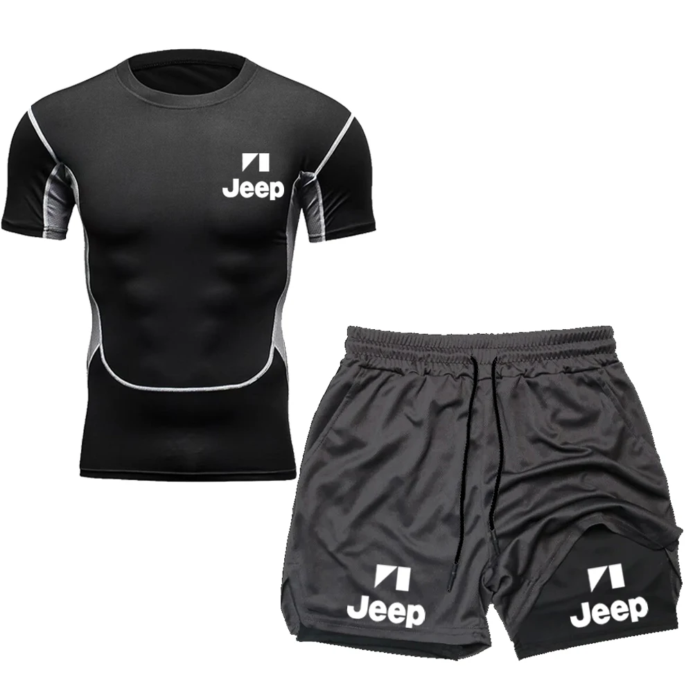 Men's JEEP printed moisture-wicking compression shirt, quick-drying T-shirt, fitness and running sports shirt, breathable short-
Men's JEEP printed moisture-wicking compression shirt, quick-drying T-shirt, fitness and running sports shirt, breathable short-