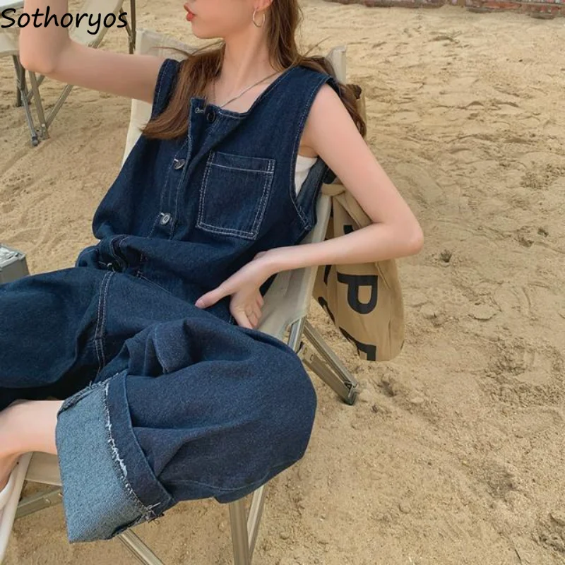 Denim Wide Leg Long Jumpsuits Women New Summer High Waist Basic Strap Loose Leisure Students Streetwear Simple All-match Fashion
Denim Wide Leg Long Jumpsuits Women New Summer High Waist Basic Strap Loose Leisure Students Streetwear Simple All-match Fashion