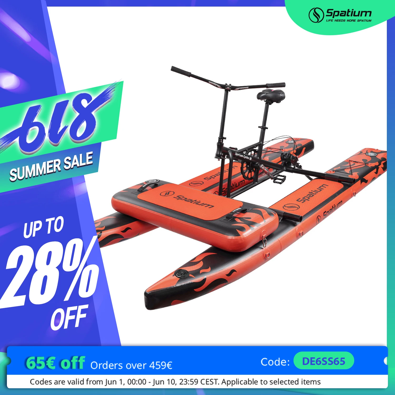 Spatium Water Bike 2.0 Inflatable Pedal Water Bicycle Sea Cycling Bicycle Fishing Boat, 1-2 People Water Bike Pedal
Spatium Water Bike 2.0 Inflatable Pedal Water Bicycle Sea Cycling Bicycle Fishing Boat, 1-2 People Water Bike Pedal