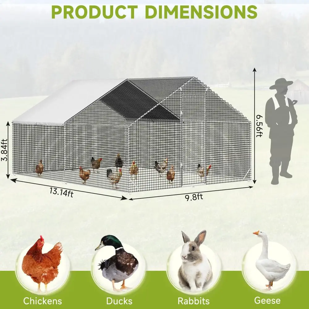 Walkin Chicken Coop with Chicken Run, Galvanized Poultry Enclosure with Waterproof AntiUV Cover and Security Lock, Ideal for Ra
Walkin Chicken Coop with Chicken Run, Galvanized Poultry Enclosure with Waterproof AntiUV Cover and Security Lock, Ideal for Ra