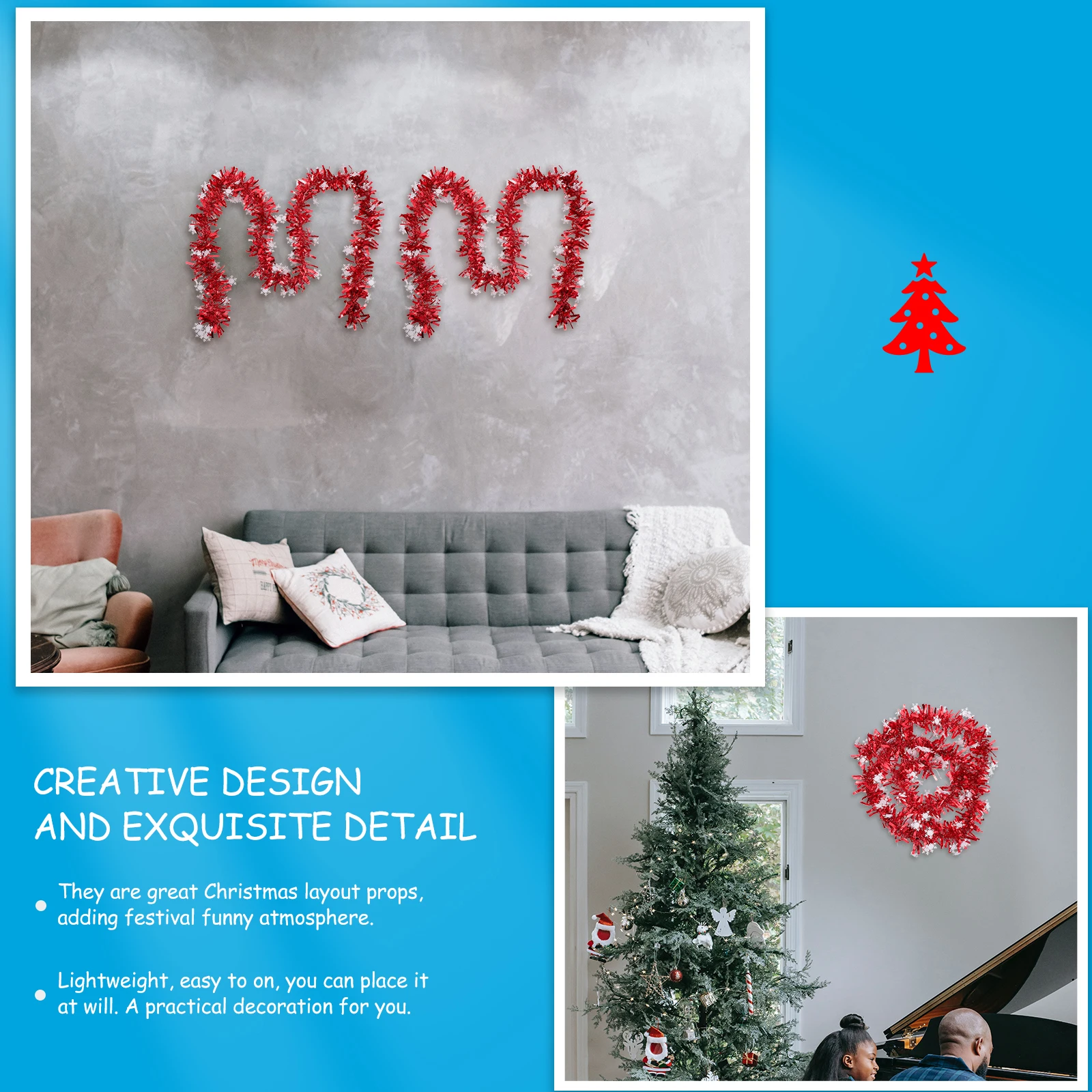 5 Pcs Wreath Christmas Decorations Garland Tinsel Pvc Foil Xmas Tree Hanging Decors 
5 Pcs Wreath Christmas Decorations Garland Tinsel Pvc Foil Xmas Tree Hanging Decors