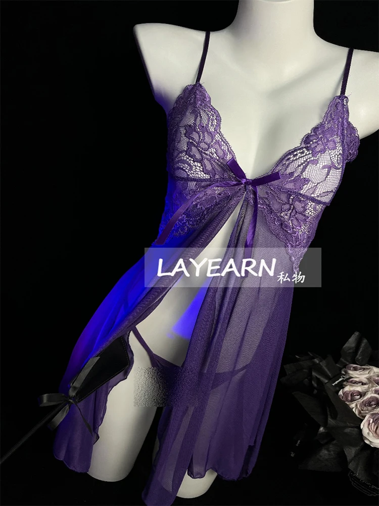 Women's Purple Lace Nightgown Night Dresses Sleeveless Sleepdress Mini Home Underwear Bodysuit Exotic Sexy Pijamas Nightwear
Women's Purple Lace Nightgown Night Dresses Sleeveless Sleepdress Mini Home Underwear Bodysuit Exotic Sexy Pijamas Nightwear