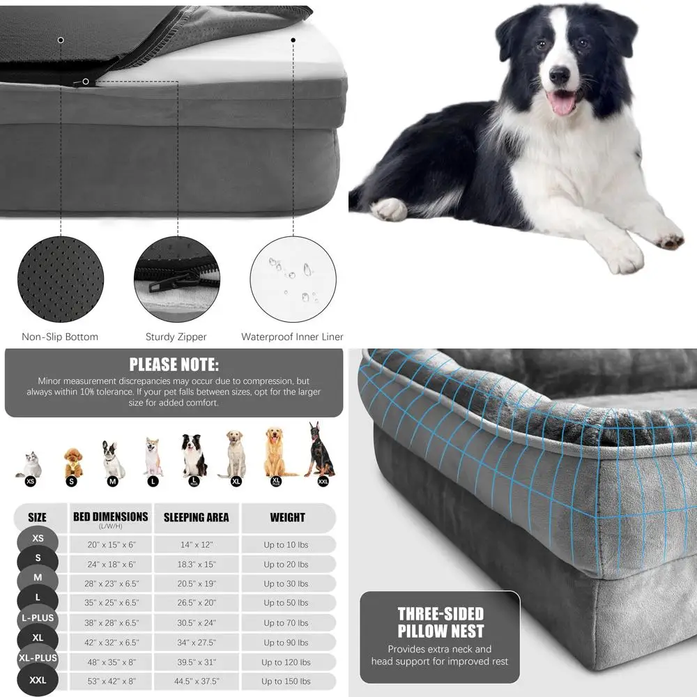 Large Dog Orthopedic Sofa Bed with Sides, Supportive Foam, Washable Cover, Waterproof, Non-Slip, Grey - L-Plus
Large Dog Orthopedic Sofa Bed with Sides, Supportive Foam, Washable Cover, Waterproof, Non-Slip, Grey - L-Plus