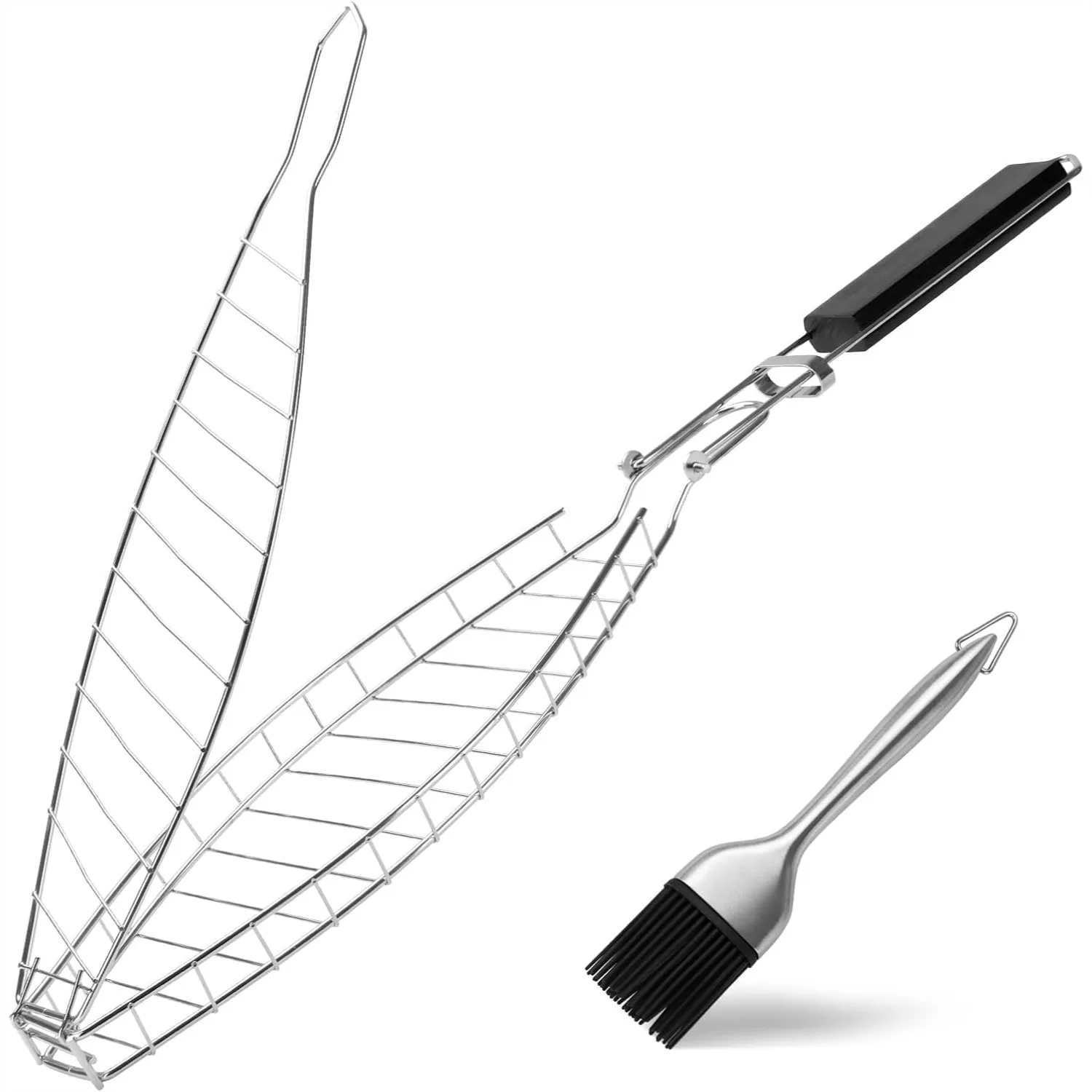 Fish Grill Basket Heavy Duty Stainless Steel With Removable Wooden Handle And Bonus Basting Brush BBQ Accessories For Outdoor Camping Picnic Cook Whole Fish Seafood Vegetables
Fish Grill Basket Heavy Duty Stainless Steel With Removable Wooden Handle And Bonus Basting Brush BBQ Accessories For Outdoor Camping Picnic Cook Whole Fish Seafood Vegetables