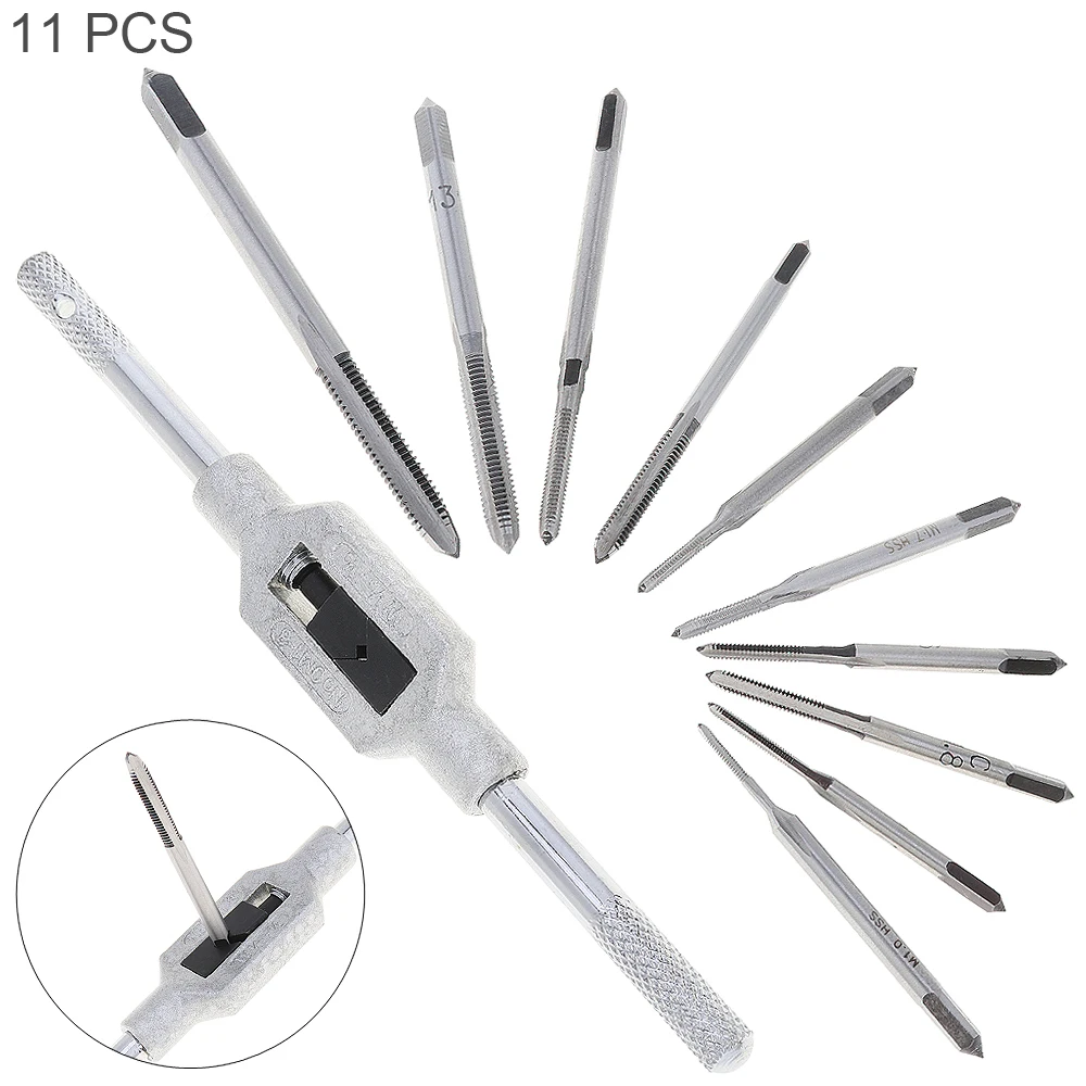 11pcs M1-M3.5 Taps Die Set 8pcs M3-M12 Adjustable Ratchet Hand Tap Wrench With High Speed Steel M3-M12 Screw Thread Plug Tap Set
11pcs M1-M3.5 Taps Die Set 8pcs M3-M12 Adjustable Ratchet Hand Tap Wrench With High Speed Steel M3-M12 Screw Thread Plug Tap Set